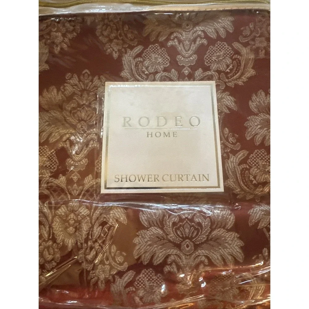 Rodeo Home Shower Curtain Burgundy/ Gold 72x74 Jaquard Cloth Texture